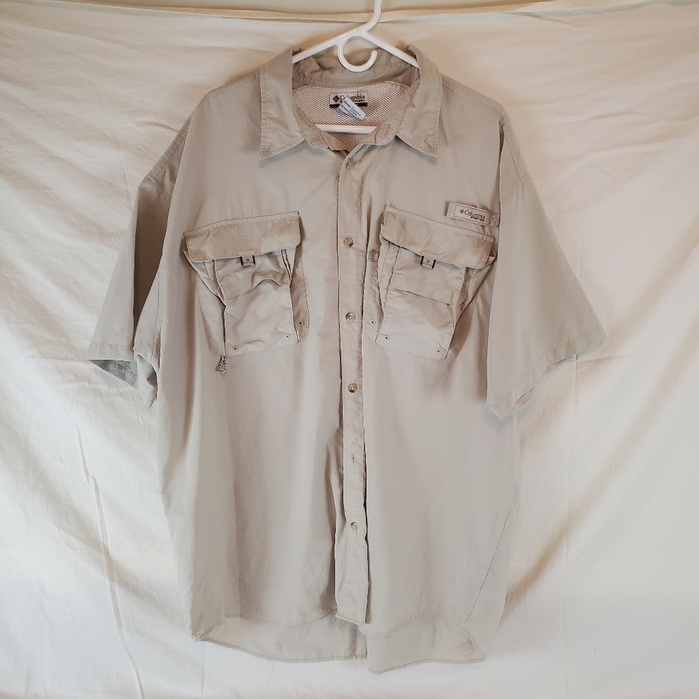 Mens Columbia Sportswear PFG Button Down Shirt Short Sleeve Sz XXL